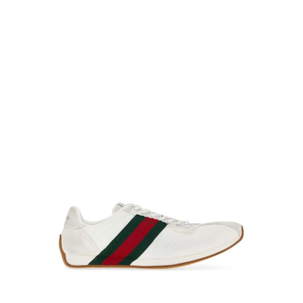 Gucci Men White Mesh And Suede Gucci Tempo Sneakers
